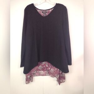 Style & Co women's black top with sheer lining. Size (L)